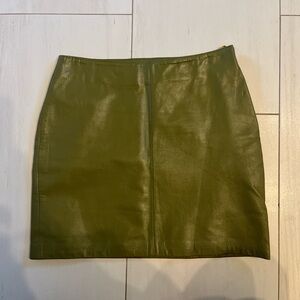 Zara Olive Leather Mini Skirt
